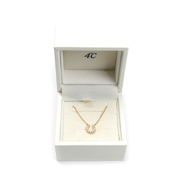 4℃ ヨンドシー K10PG ピンクゴールド ホースシュー ネックレス 111736123101 キュービックジルコニア 1.0g 40cm レディース【中古】【美品】