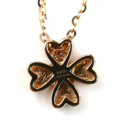 K18PG ピンクゴールド クローバー ネックレス ダイヤモンド0.029ct 1.6g 39.5/42/44.5cm レディース【中古】