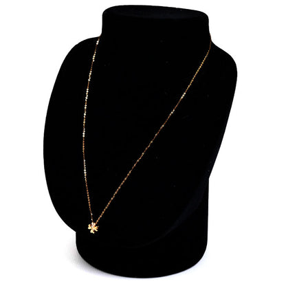 K18PG ピンクゴールド クローバー ネックレス ダイヤモンド0.029ct 1.6g 39.5/42/44.5cm レディース【中古】