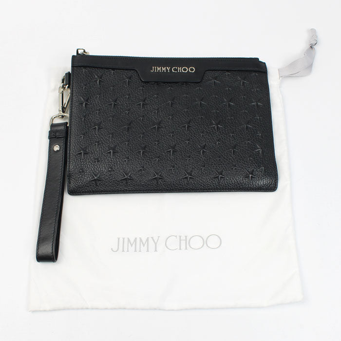 JIMMY CHOO ジミーチュウ デレク DEREK MINI クラッチバッグ ブラック ユニセックス【中古】