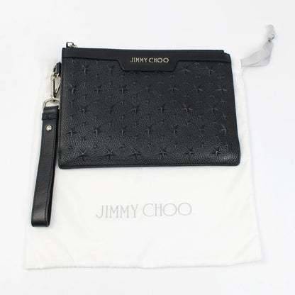 JIMMY CHOO ジミーチュウ デレク DEREK MINI クラッチバッグ ブラック ユニセックス【中古】