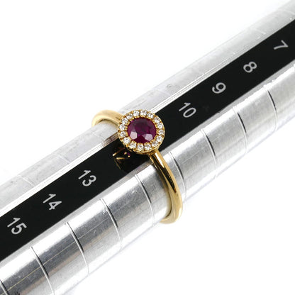 K18YG イエローゴールド リング・指輪 ルビー ダイヤモンド0.06ct 11号 1.7g レディース【中古】