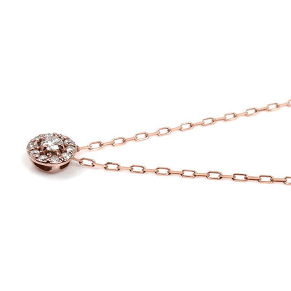 K10PG ピンクゴールド ネックレス ダイヤモンド0.09ct 0.8g 40cm ラウンド フラワー レディース【中古】