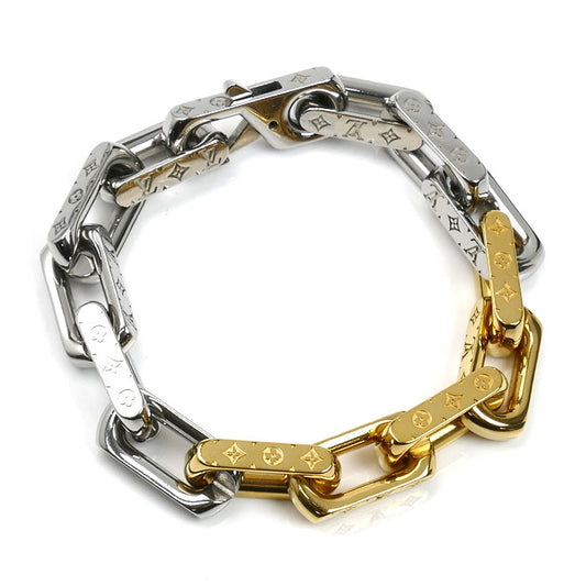 LOUIS VUITTON ルイ・ヴィトン GP メタル モノグラムチェーン ブレスレット M1555M LE1294 M 19.5cm メンズ【中古】