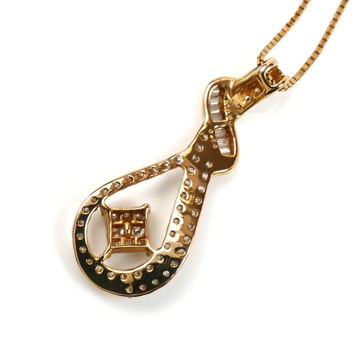 K18PG ピンクゴールド ネックレス ダイヤモンド0.50ct 3.4g ～45cm フリーチェーン レディース【中古】
