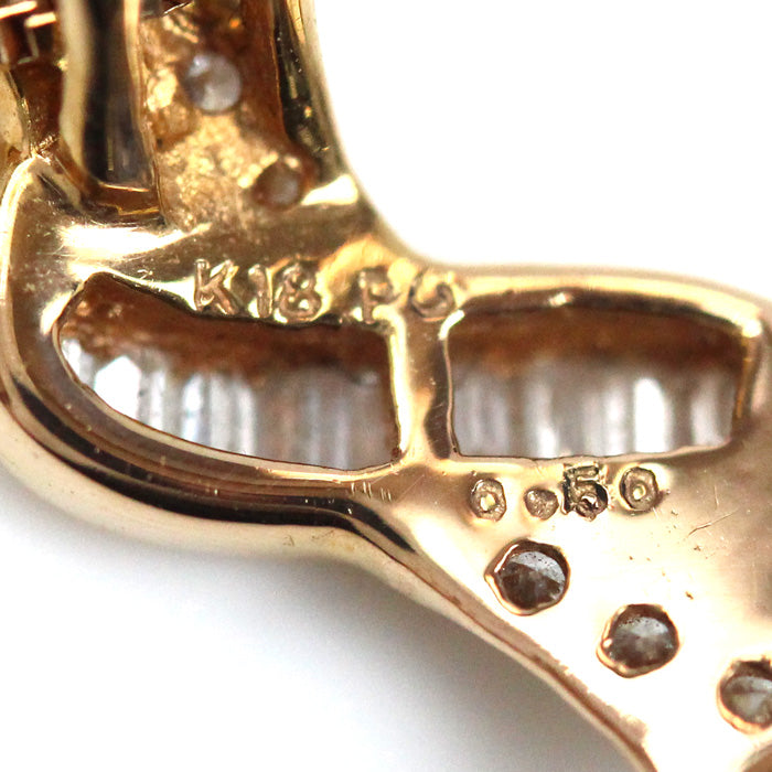 K18PG ピンクゴールド ネックレス ダイヤモンド0.50ct 3.4g ～45cm フリーチェーン レディース【中古】