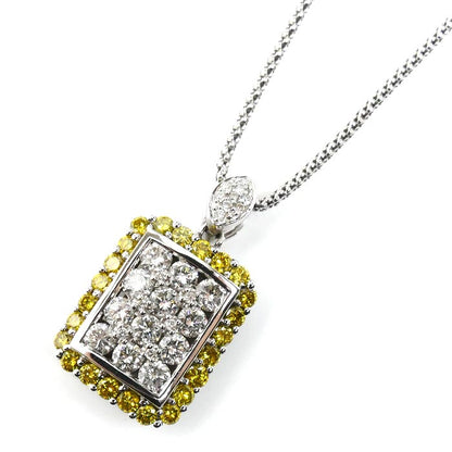 K18WG ホワイトゴールド ネックレス ダイヤモンド1.15ct/0.70ct 8.8g ～45cm レディース【中古】