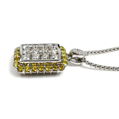 K18WG ホワイトゴールド ネックレス ダイヤモンド1.15ct/0.70ct 8.8g ～45cm レディース【中古】