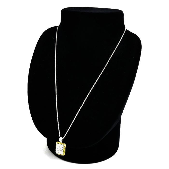 K18WG ホワイトゴールド ネックレス ダイヤモンド1.15ct/0.70ct 8.8g ～45cm レディース【中古】