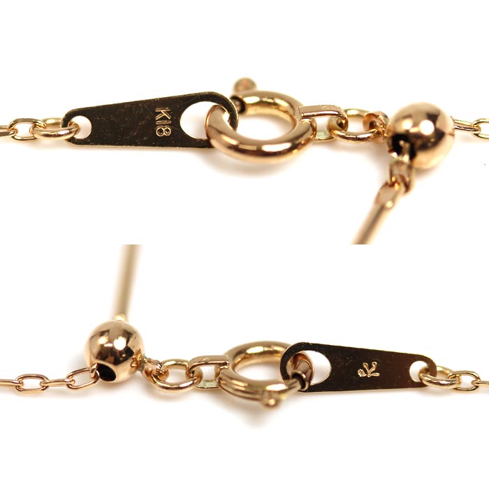 K18PG ピンクゴールド ネックレス 小豆 1.4g ～40cm レディース【中古】