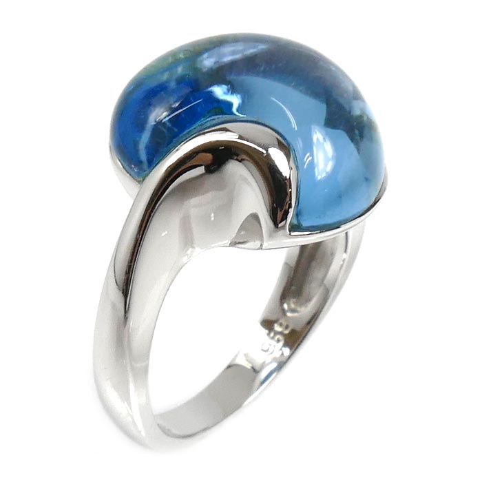 K18WG ホワイトゴールド リング・指輪 ブルートパーズ9.58ct 9号 6.5g レディース【中古】