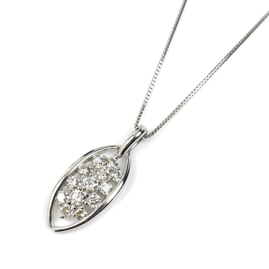 Pt850プラチナ ネックレス ダイヤモンド0.50ct 3.6g ～45cm フリーチェーン レディース【中古】