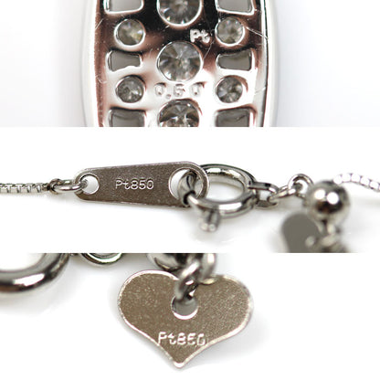 Pt850プラチナ ネックレス ダイヤモンド0.50ct 3.6g ～45cm フリーチェーン レディース【中古】