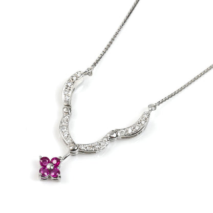 Pt900/850 ネックレス ルビー0.36ct ダイヤモンド0.23ct 8.5g 40cm 2WAY レディース【中古】