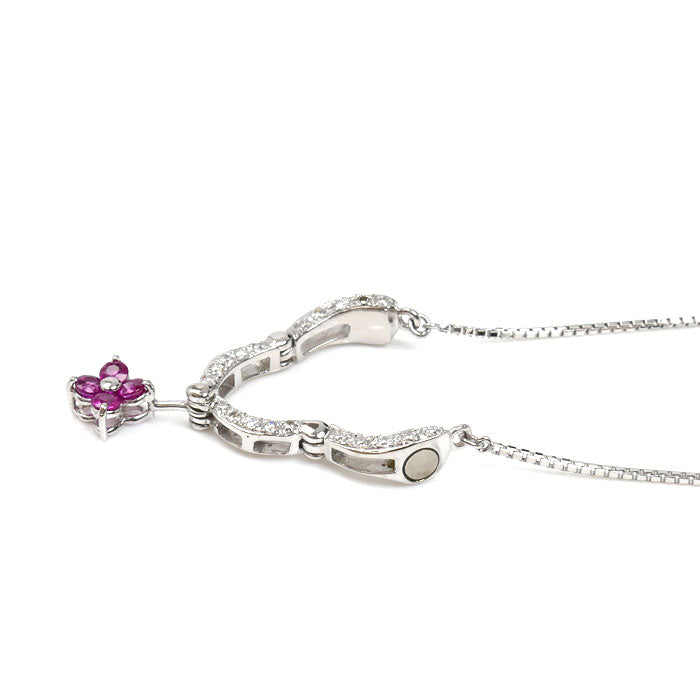 Pt900/850 ネックレス ルビー0.36ct ダイヤモンド0.23ct 8.5g 40cm 2WAY レディース【中古】