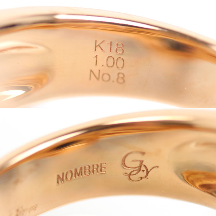 ゆきざき K18PG ピンクゴールド NOMBRE No.8 L リング・指輪 Y.NOMBRE.1.22.8.L ダイヤモンド1.00ct 22号 12.7g メンズ【中古】