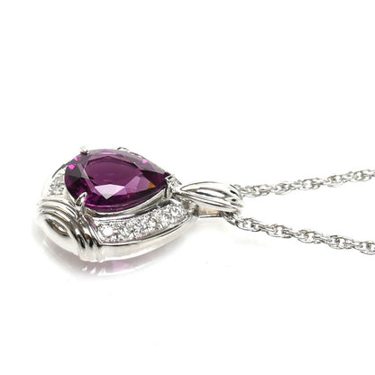 Pt900プラチナ Pt850プラチナ ネックレス ロードライトガーネット2.22ct ダイヤモンド0.15ct 8.1g 40cm レディース【中古】【美品】