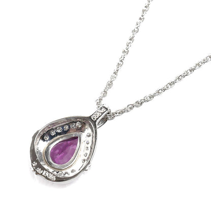Pt900プラチナ Pt850プラチナ ネックレス ロードライトガーネット2.22ct ダイヤモンド0.15ct 8.1g 40cm レディース【中古】【美品】