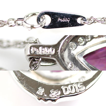 Pt900プラチナ Pt850プラチナ ネックレス ロードライトガーネット2.22ct ダイヤモンド0.15ct 8.1g 40cm レディース【中古】【美品】