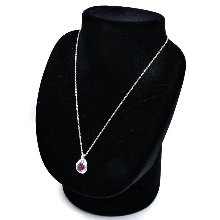 Pt900プラチナ Pt850プラチナ ネックレス ロードライトガーネット2.22ct ダイヤモンド0.15ct 8.1g 40cm レディース【中古】【美品】