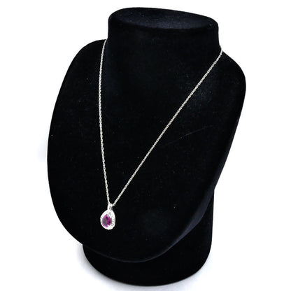 Pt900プラチナ Pt850プラチナ ネックレス ロードライトガーネット2.22ct ダイヤモンド0.15ct 8.1g 40cm レディース【中古】【美品】
