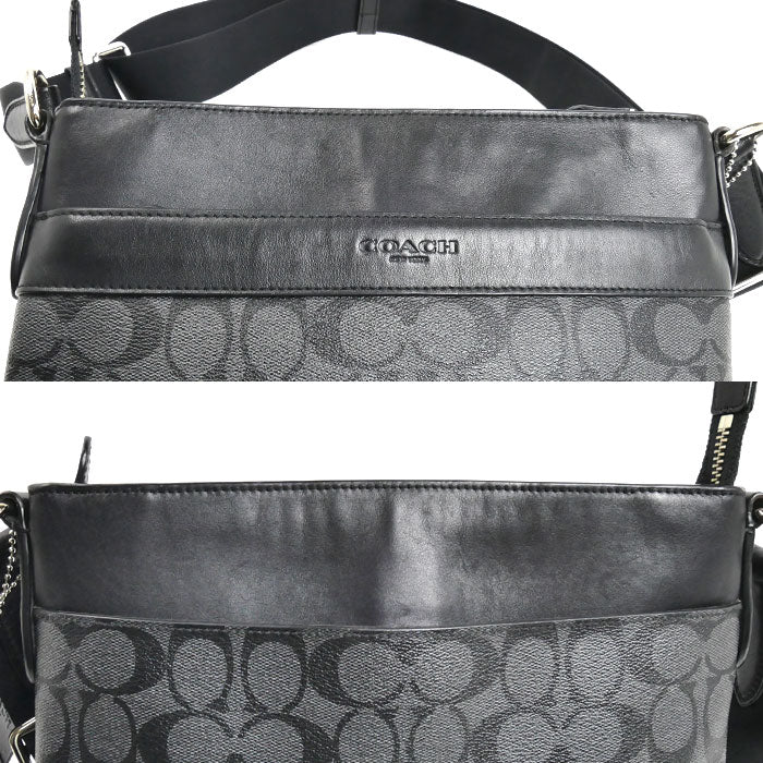 COACH コーチ シグネチャー チャールズ クロスボディ ショルダーバッグ ブラック F54781 メンズ【中古】