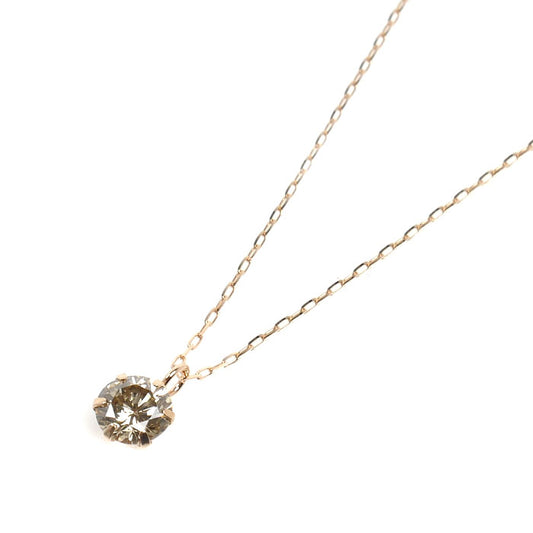 K18PG ピンクゴールド 一粒ダイヤ ネックレス ダイヤモンド0.30ct 0.8g ～45cm フリーチェーン レディース【中古】