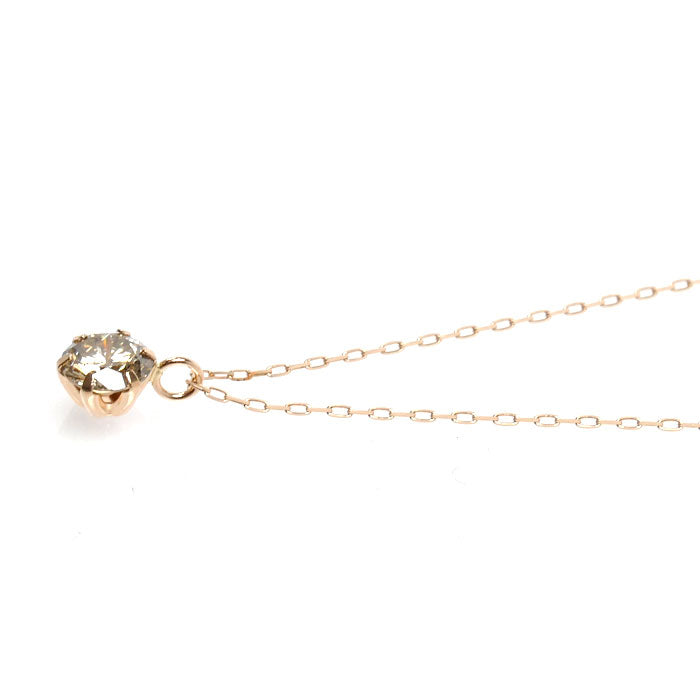 K18PG ピンクゴールド 一粒ダイヤ ネックレス ダイヤモンド0.30ct 0.8g ～45cm フリーチェーン レディース【中古】
