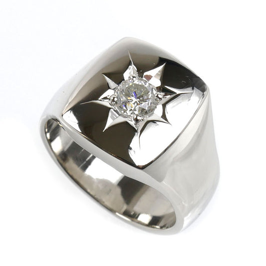Pt900プラチナ 印台 リング・指輪 ダイヤモンド0.58ct 20号 29.5g メンズ【中古】