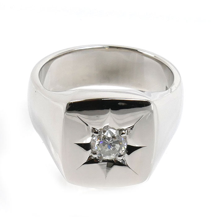 Pt900プラチナ 印台 リング・指輪 ダイヤモンド0.58ct 20号 29.5g メンズ【中古】