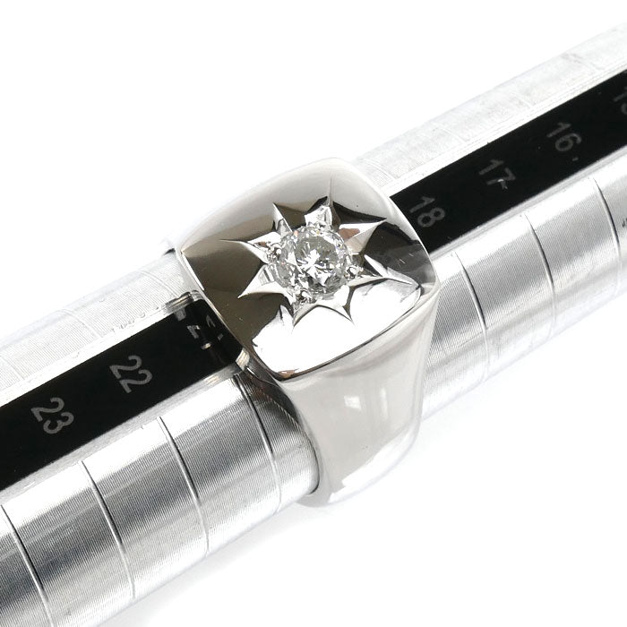 Pt900プラチナ 印台 リング・指輪 ダイヤモンド0.58ct 20号 29.5g メンズ【中古】