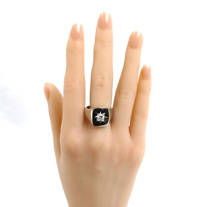Pt900プラチナ 印台 リング・指輪 ダイヤモンド0.58ct 20号 29.5g メンズ【中古】