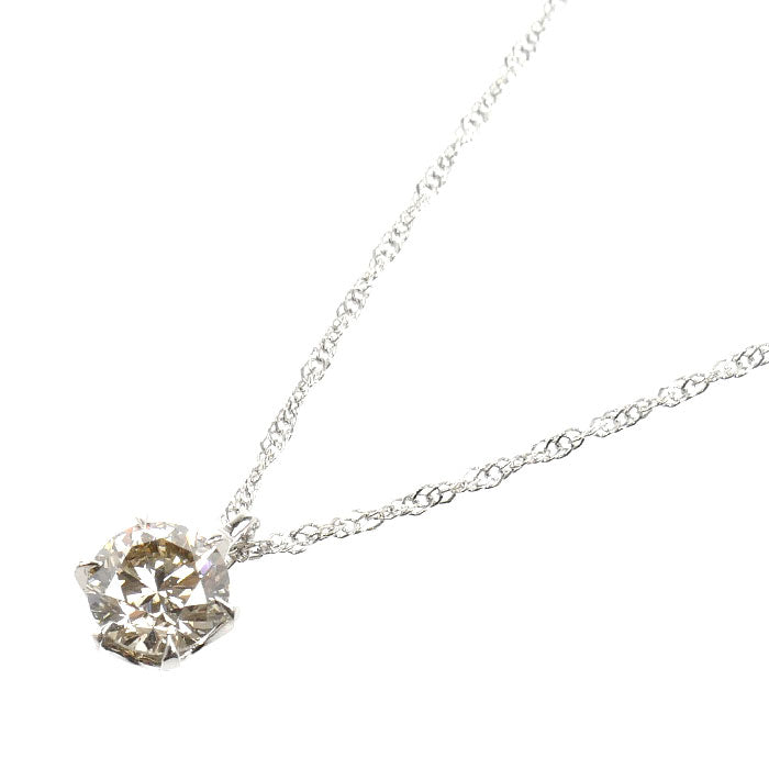 Pt1000/850 一粒ダイヤ ネックレス ダイヤモンド0.529ct 1.6g 42cm レディース【中古】【美品】
