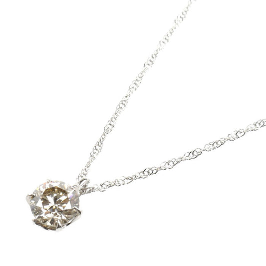 Pt1000/850 一粒ダイヤ ネックレス ダイヤモンド0.529ct 1.6g 42cm レディース【中古】【美品】