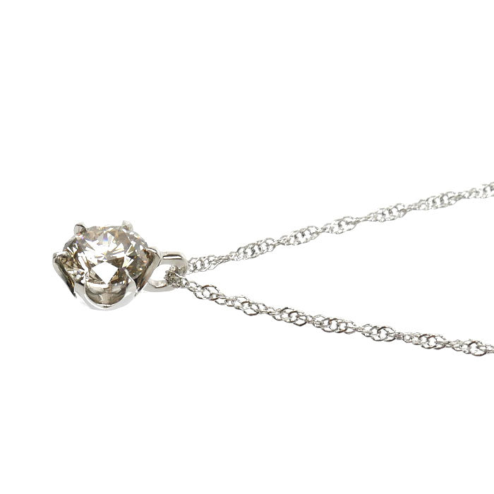 Pt1000/850 一粒ダイヤ ネックレス ダイヤモンド0.529ct 1.6g 42cm レディース【中古】【美品】
