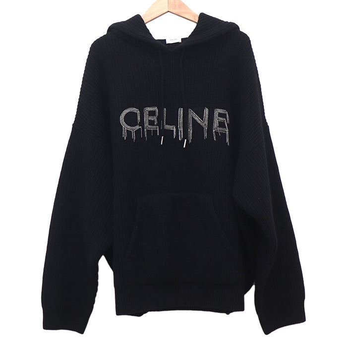 CELINE セリーヌ チェーン フーデッド セーター ブラック 2AG74430U L メンズ【中古】
