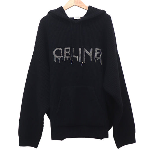 CELINE セリーヌ チェーン フーデッド セーター ブラック 2AG74430U L メンズ【中古】