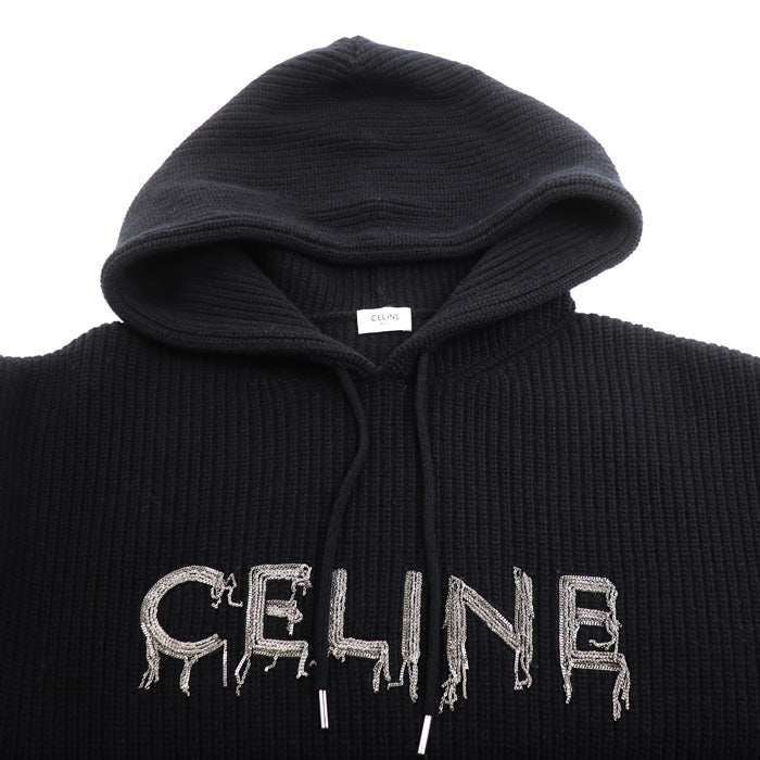 CELINE セリーヌ チェーン フーデッド セーター ブラック 2AG74430U L メンズ【中古】