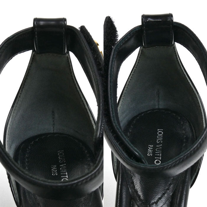 LOUIS VUITTON ルイ・ヴィトン ステラーライン アンクルストラップ サンダル ブラック SW0242 
35 レディース【中古】