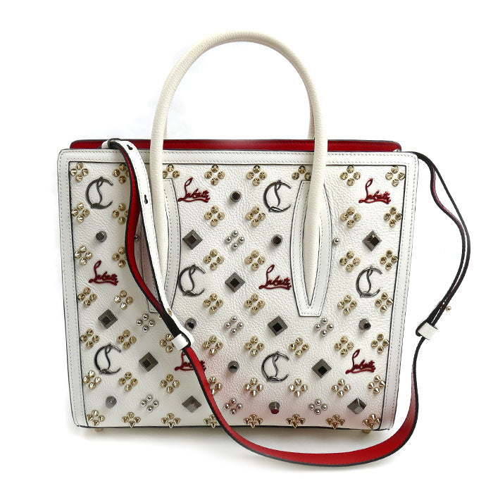 Christian Louboutin クリスチャンルブタン パロマS ミディアム 2Wayショルダーバッグ スノー/レッド/ゴールド 3195275 Q288 レディース【中古】【美品】