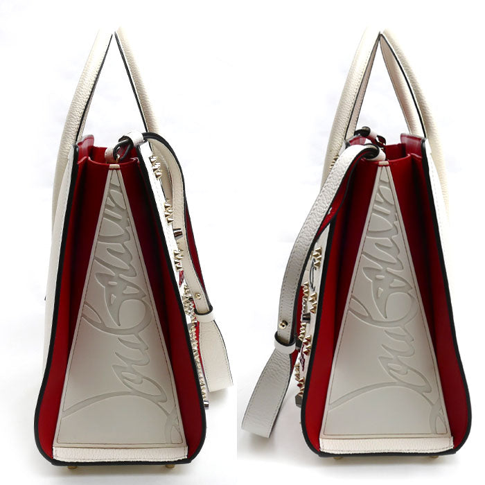 Christian Louboutin クリスチャンルブタン パロマS ミディアム 2Wayショルダーバッグ スノー/レッド/ゴールド 3195275 Q288 レディース【中古】【美品】