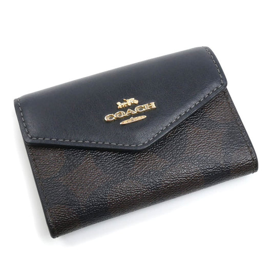 COACH コーチ シグネチャー フラップ カードケース カードケース ブラウン ブラック CH202 アウトレット【中古】