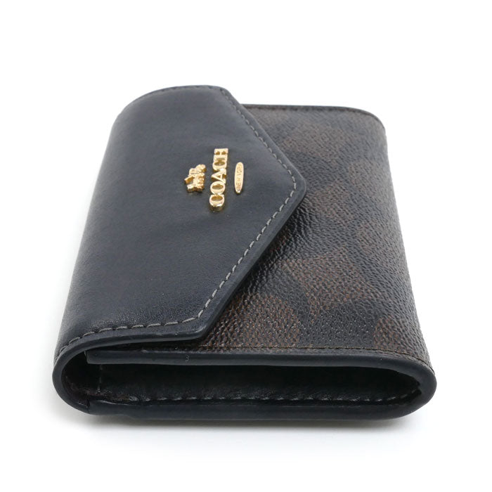 COACH コーチ シグネチャー フラップ カードケース カードケース ブラウン ブラック CH202 アウトレット【中古】