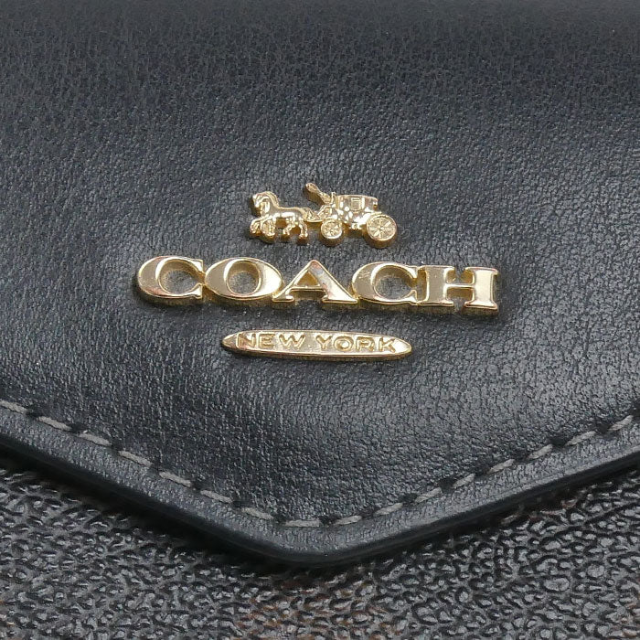 COACH コーチ シグネチャー フラップ カードケース カードケース ブラウン ブラック CH202 アウトレット【中古】