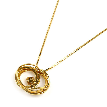 MEGURU K18YG イエローゴールド ネックレス ダイヤモンド0.10ct ダイヤモンド0.05ct 2.4g ～45cm フリーチェーン レディース【中古】【美品】