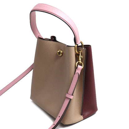 COACH コーチ チャーリーバスケットバッグ 2Wayショルダーバッグ ボルドー/ベージュ/ピンク 5152 レディース【中古】