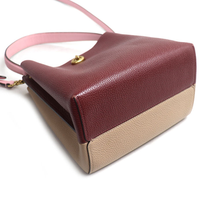 COACH コーチ チャーリーバスケットバッグ 2Wayショルダーバッグ ボルドー/ベージュ/ピンク 5152 レディース【中古】