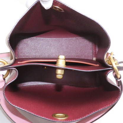 COACH コーチ チャーリーバスケットバッグ 2Wayショルダーバッグ ボルドー/ベージュ/ピンク 5152 レディース【中古】