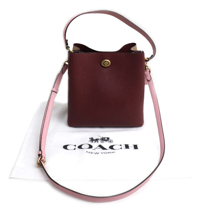 COACH コーチ チャーリーバスケットバッグ 2Wayショルダーバッグ ボルドー/ベージュ/ピンク 5152 レディース【中古】