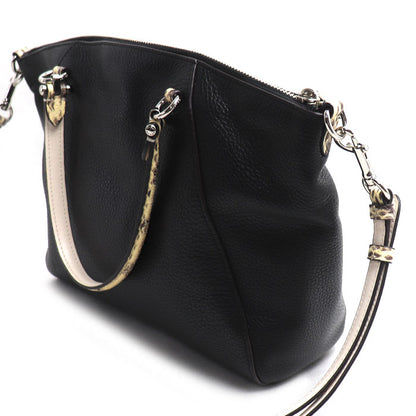 COACH コーチ プレーリー サッチェル スネーク トリム 2Wayショルダーバッグ ブラック F88561 レディース【中古】